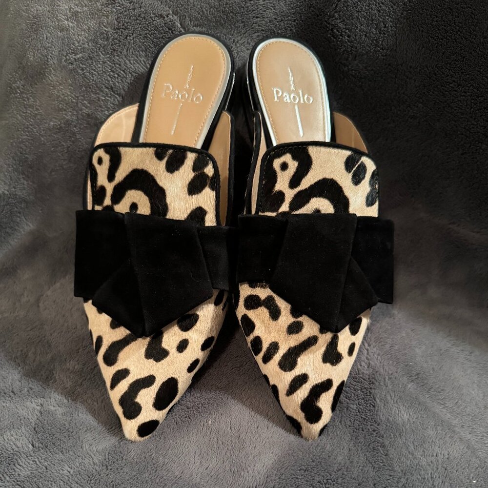 Linea Paolo Real Fur Printed Calf Hair Mules - Size 8M